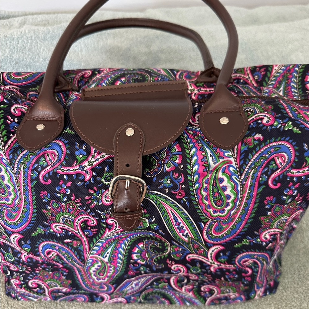 Chaps Paisley Tote in Pink, Purple, Green and Brown - Picture 3 of 6